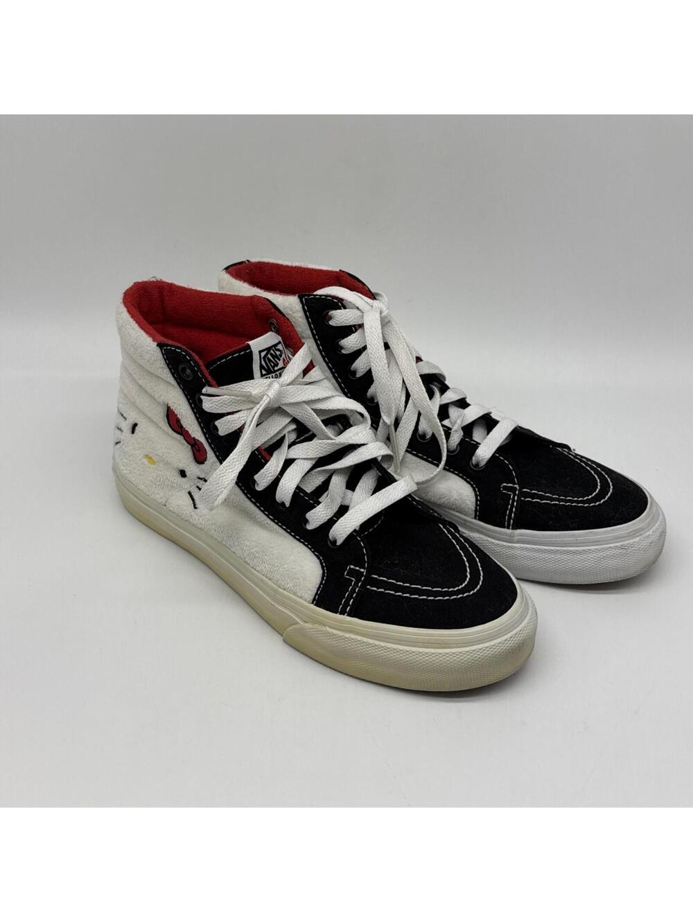 Vans Sanrio Hello Kitty Sk8-Hi canvas high top slim plush sneakers size 6.5